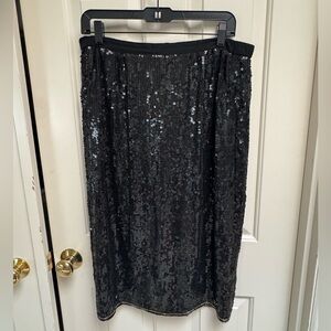 Vintage Black And Gold Sequin Midi Skirt